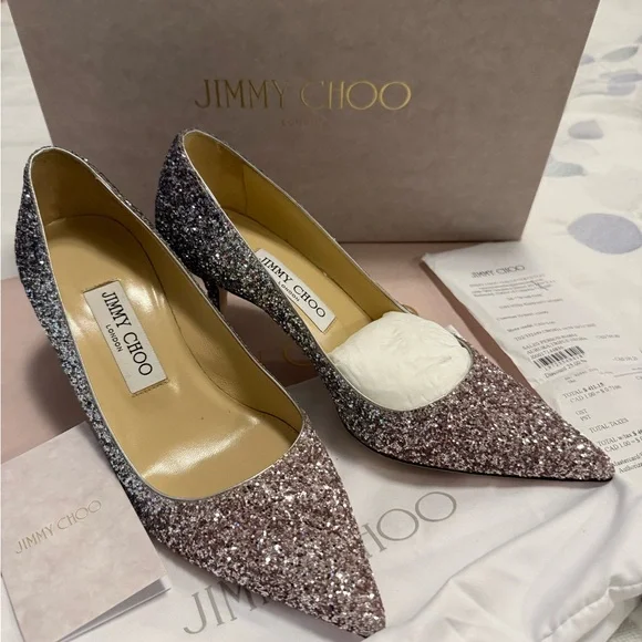 Jimmy Choo Aurora, triple degra- Glitter Heels in Silver and Pink 36 - Picture 2 of 4